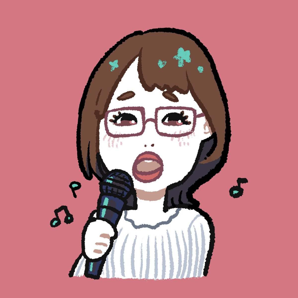 カラオケ好きの友達の似顔絵🎤🎶
#似顔絵 #アイコン #イラスト