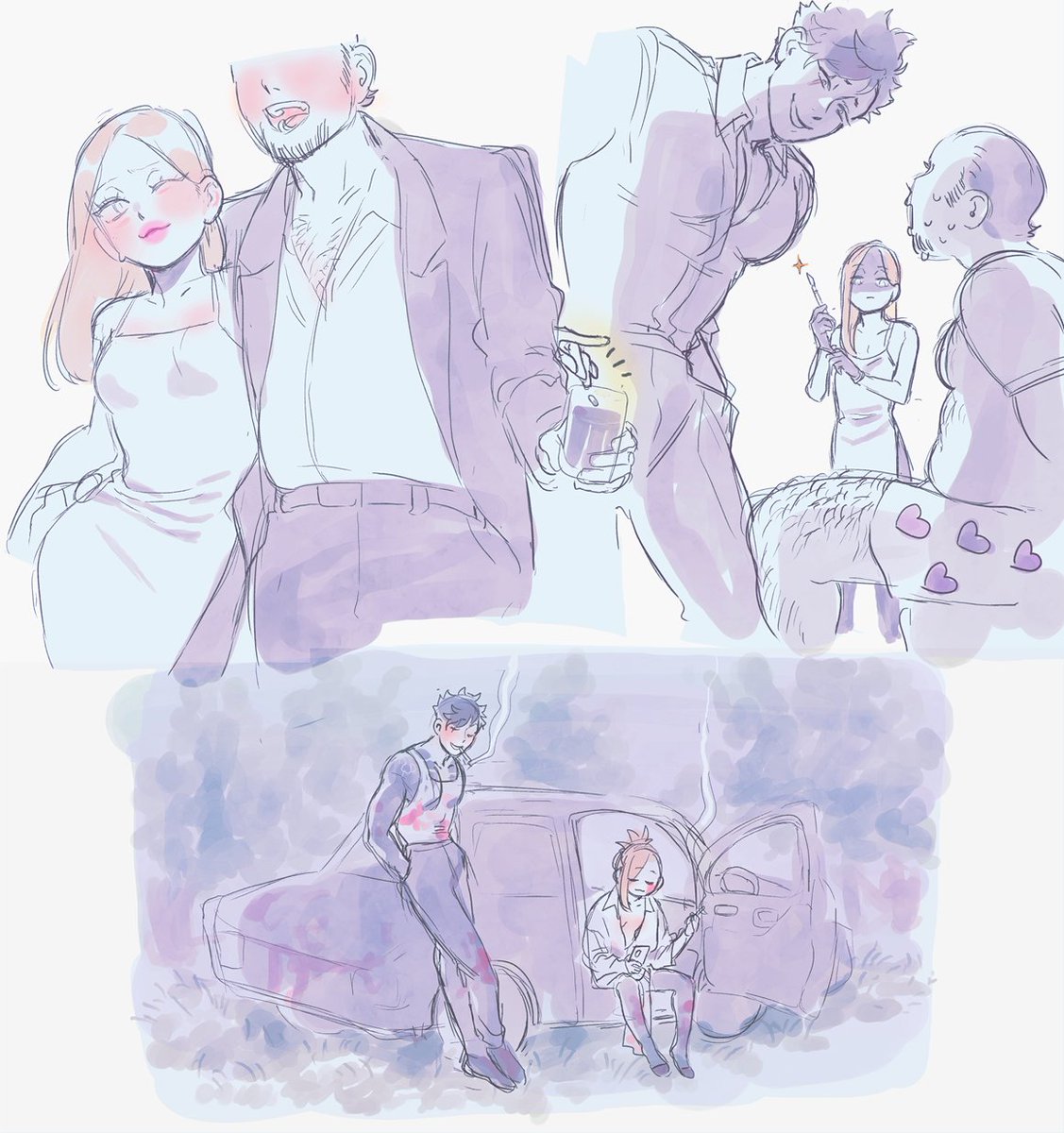 some old yakuza au doodles  #kuroken 
