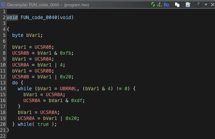 mytechnotalent's tweet image. When #ReverseEngineering #firmware, it is good to be able to follow both the #Assembler and #Decompile view in #Ghidra as each can give pieces of what is going on in addition to the algorithm.