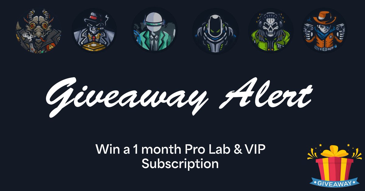 Hack To Prove It (@hacktoproveit) on Twitter photo The community has helped me a lot, and as a way to give back, I’m giving away:
1-Month Pro Lab
1-Month VIP Subscription
How to Participate:
1️⃣ Follow <a href="/hackthebox_eu/">Hack The Box</a>
2️⃣ Like & RT this post
🎯Winners will be picked randomly on 31st January!
#hackthebox #Giveaway #infosec The community has helped me a lot, and as a way to give back, I’m giving away:
1-Month Pro Lab
1-Month VIP Subscription
How to Participate:
1️⃣ Follow <a href="/hackthebox_eu/">Hack The Box</a>
2️⃣ Like & RT this post
🎯Winners will be picked randomly on 31st January!
#hackthebox #Giveaway #infosec