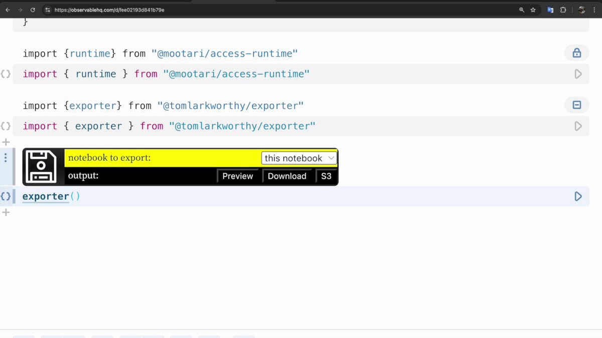 <a href="/jonathoda/">Jonathan Edwards</a> <a href="/andreimatei1/">Andrei Matei</a> Lightning talk #2: "Hacking Observable Notebooks from within" by Tom Larkworthy (<a href="/tomlarkworthy/">Tom Larkworthy</a>)