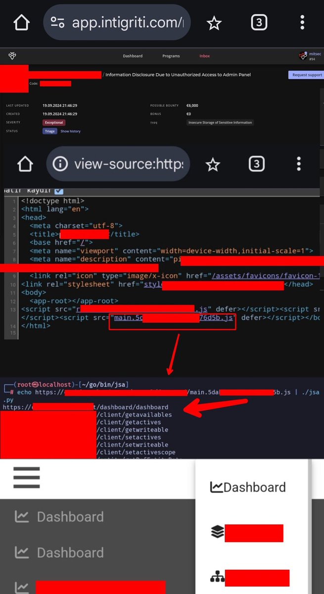 always examine the .js files in the source code, for this I can recommend this simple but effective tool github.com/w9w/JSA

from here you can access the endpoints of critical data, the places where backup files are stored and many endpoints

credit: <a href="/ynsmroztas/">Yunus Emre Öztaş</a> 

#BugBounty