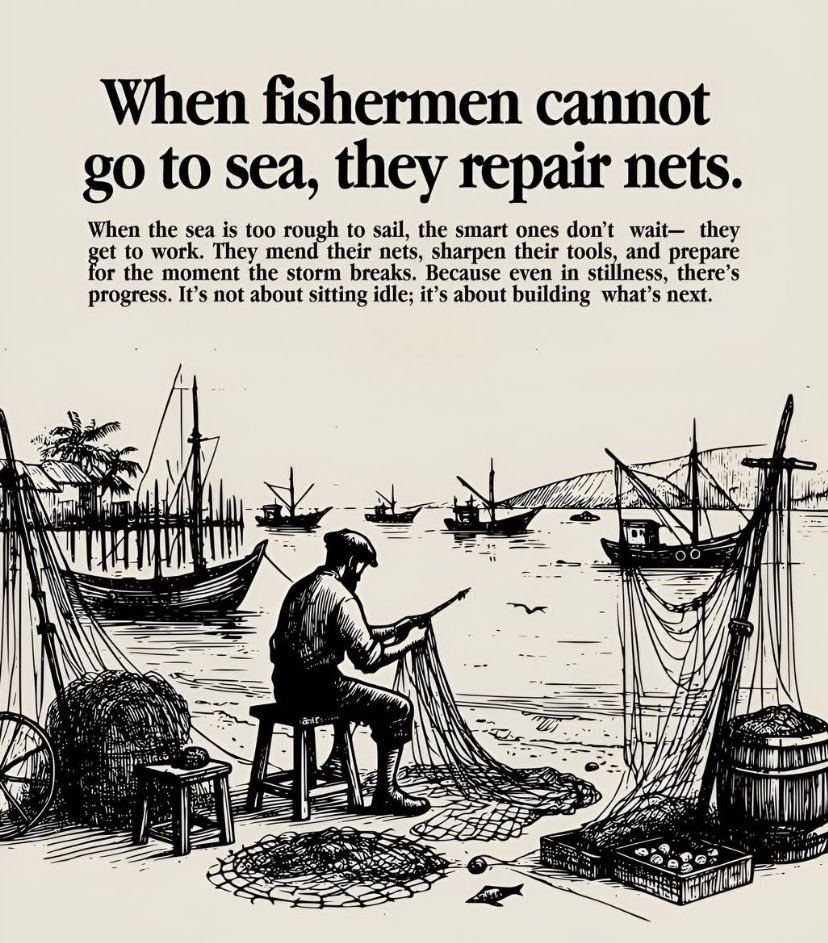 I’ve been mending my nets.  Xx. I’m coming back to work very soon 🥰