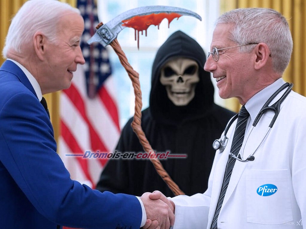 26enColere's tweet photo. Joe BIDEN gracie le Professeur Anthony FAUCI,
un des HAUTS RESPONSABLES de la CRÉATION du VIRUS C.OVID...
-" Et encore MERCI Anthony... Grâce à TOI,
Tout le MONDE s'est fait BEAUCOUP de FRIC aux USA..."
#JoeBIDEN #AnthonyFAUCI #InjectionCOVID #ScandaleCOVID #VaccinationCOVID #Dromoisencolère