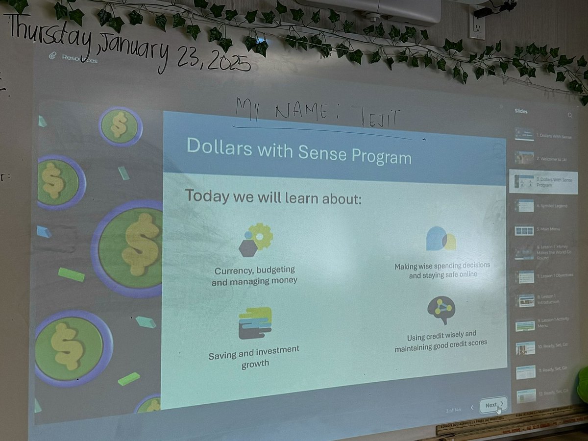 Thank you <a href="/ja_canada/">JA Canada</a> for providing my Gr. 7/8s with the opportunity to learn valuable financial literacy skills through the Dollars with Sense workshop!! This was a great day full of learning, deep thinking, skill building and inspiration! 💵📚