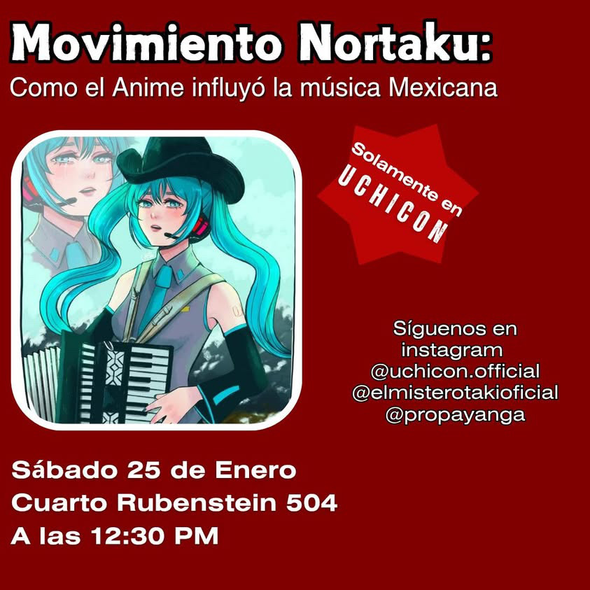 ucjas_official's tweet photo. Did you know that some modern Mexican music was directly inspired by anime? If you want to find out more, make sure to go to the Movimiento Nortaku panel at 12:30 PM in Rubenstein 504! https://t.co/gM19H0KL4X