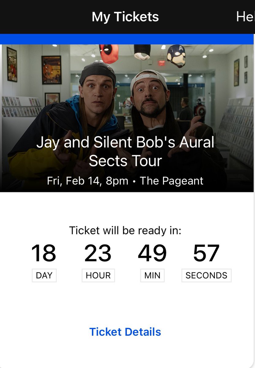 Going to see <a href="/JayMewes/">Jay Mewes</a> <a href="/ThatKevinSmith/">KevinSmith</a>! So excited