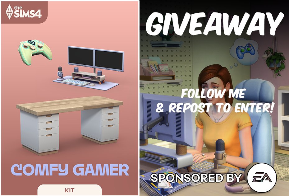 COMFY GAMER KIT GIVEAWAY

Thx to #EACreatorNetwork, I give away one copy (EA App) of The Sims 4 Comfy Gamer Kit  💚

- Follow me
- &amp; repost to enter!

-Ends January 28 at 9PM CET. Pls open your DMs :) #EAPartner #Ad
