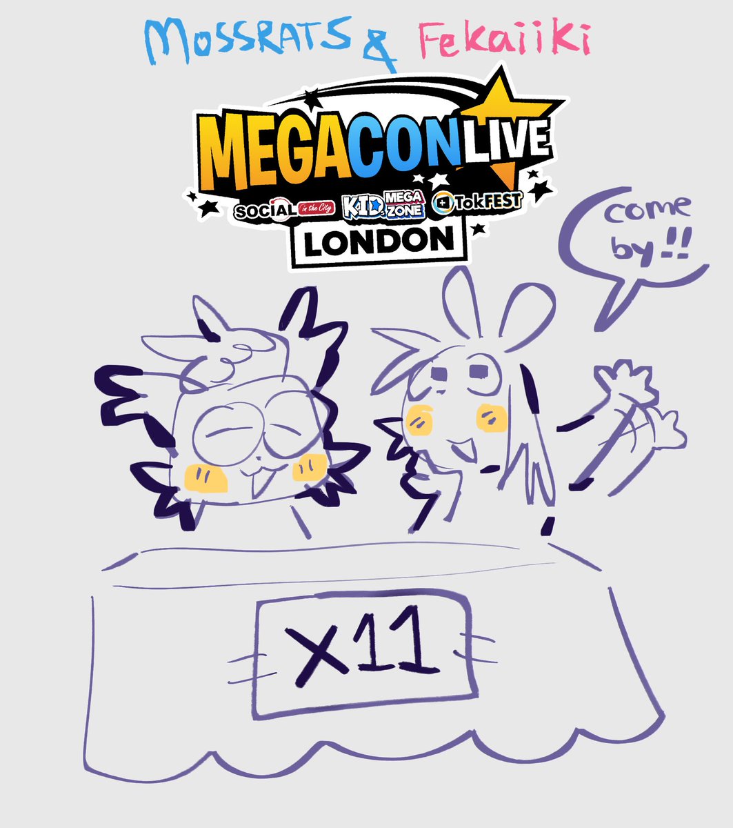 🍁rats🍁 COMMS OPEN (@mossratsun) on Twitter photo excited to say me and <a href="/fekaiiki/">fekaiki @ working on coms</a> will be tabling at megacon London this weekend!!!!!!!!!!
traders zone x11 🤓 excited to say me and <a href="/fekaiiki/">fekaiki @ working on coms</a> will be tabling at megacon London this weekend!!!!!!!!!!
traders zone x11 🤓