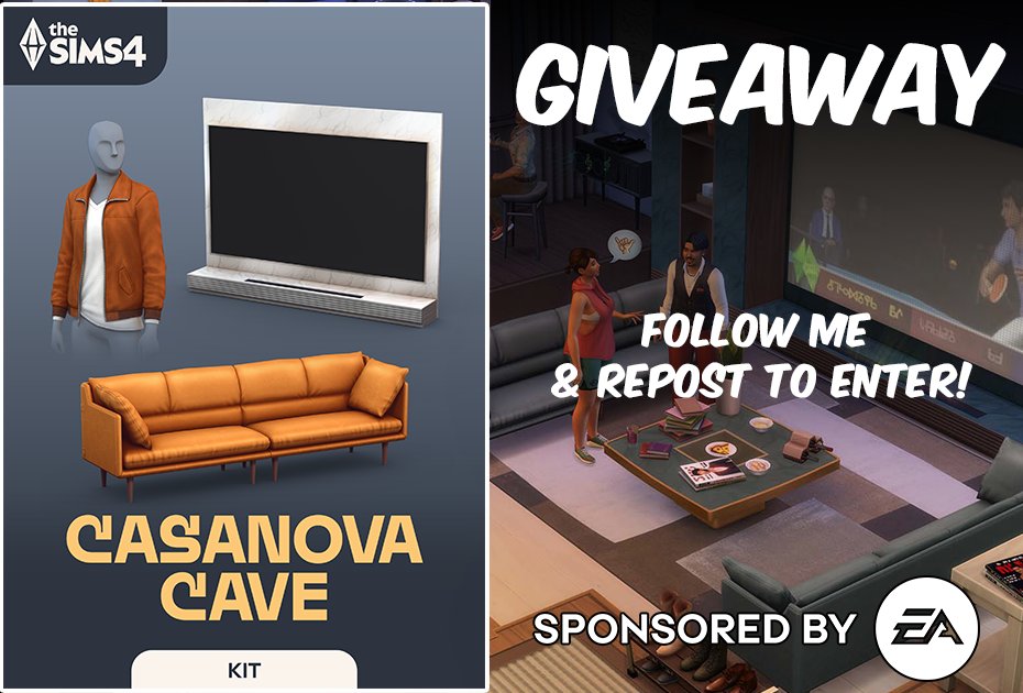 CASANOVA CAVE KIT GIVEAWAY

Thx to #EACreatorNetwork, I give away one copy (EA App) of The Sims 4 Casanova Cave Kit  💚

- Follow me
- &amp; repost to enter!

-Ends January 28 at 9PM CET. Pls open your DMs :) #EAPartner #Ad