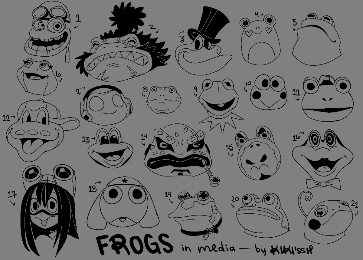 kikisshh's tweet photo. Frogs in media! Can you name them all? https://t.co/IYCP8iS57d