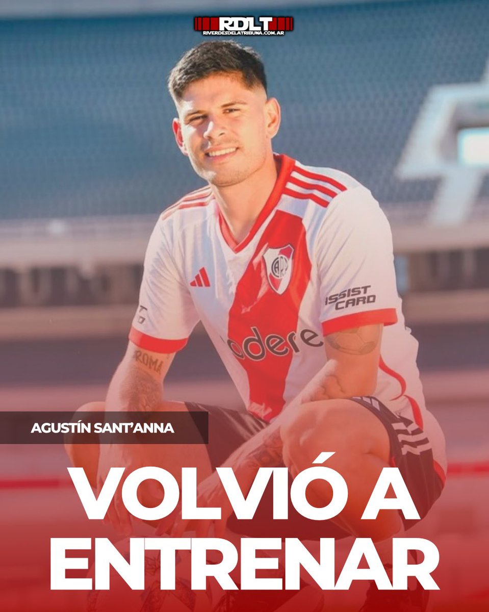 RiverDLTribuna's tweet photo. ⚪🔴 Sant’Anna sigue en River 🔴⚪
Tras casi partir a Red Bull Bragantino 🇧🇷, el lateral uruguayo 🇺🇾 volvió a entrenar con el plantel profesional. Aún no suma minutos desde el regreso de Gallardo. ¿Se ganará un lugar? 💪⚽
#RiverPlate #RDLT #SantAnna https://t.co/8LMLsBP8DQ
