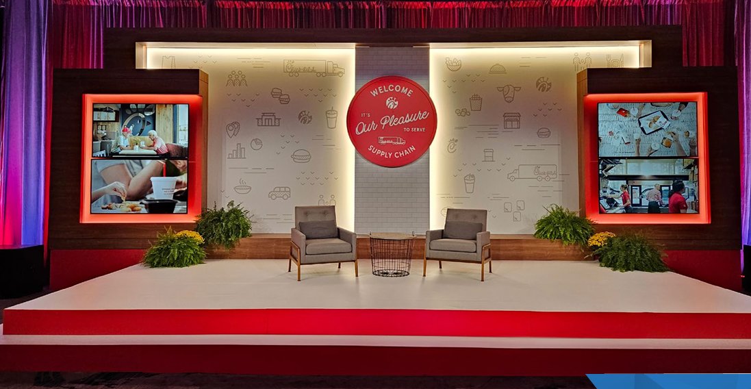 DimDesStudios's tweet photo. Did you know that Dimensional Design creates sets for corporate Events?  We designed and developed this set for a televised Chick-Fil-A Conference https://t.co/FjE2ydicUp