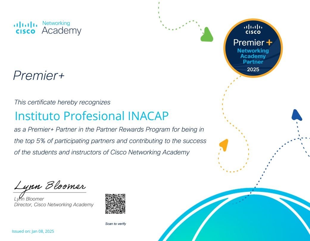 Inacapinos's tweet image. Este año es especial, ya que conmemoraremos los 25 años de @CiscoNetAcad  en #INACAP. 

Han sido #25años de colaboración, brindando + oportunidades de aprendizaje a  nuestra comunidad educativa. 

👏 ¡Agradecemos a la Academia que nos ha reconocido como #PartnerPremier+ 2025!