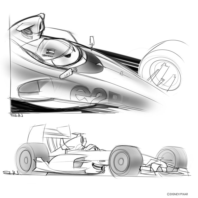 Kerchoo95's tweet photo. According to this #Cars2 (2011) concept art by #Pixar character designer #JayShuster, #FrancescoBernoulli's mouth placement was at one point planned to be right near the base of his cockpit, behind his front wheels.
It's definitely... unique. https://t.co/N18moP22tN