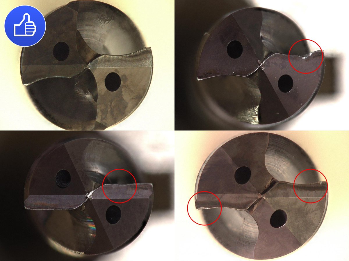 Cominix1's tweet image. 長らくソリッドドリルの比較テストを行っていましたが10メーカーのうち一番摩耗が小さく欠けも無く安定していたのは住友電工MDE型ドリルでした👏
S50C φ8 V120 f0.25 深さ40貫通という条件でテストしました。