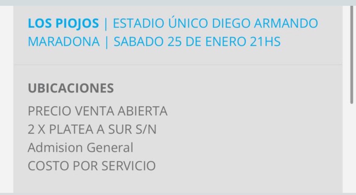 malelambertini's tweet photo. vendo entradas para este sábado para los piojos, si saben de alguien se agradece https://t.co/aehiDCoQ1j