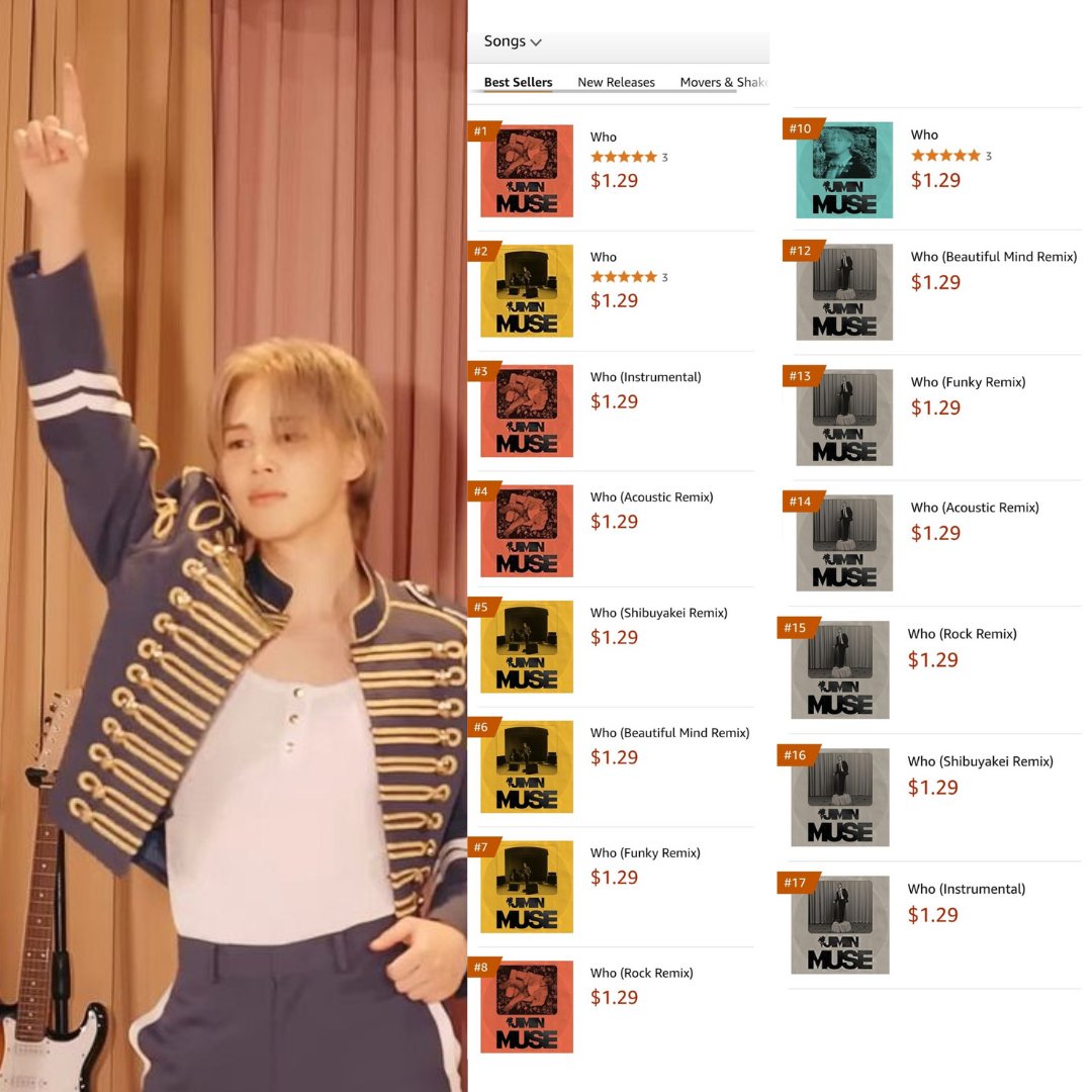 ParkJiminUSA95's tweet photo. 🇺🇸 US AMAZON

"Who" by Jimin is back at #1 on US Amazon’s Best Sellers in Songs -- All Genres chart and all its remixes are charting!

Last push for Week 26 Team Jimin!

DM us for accounts and giftcard codes.

FIGHT FOR WHO
#Jimin_WHO
#Jimin_MUSE https://t.co/3IDLCXsSkc