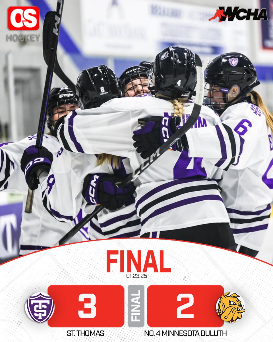 WCHA Hockey (@wcha_whockey) on Twitter photo 🚨Upset in Mendota Heights!🚨
<a href="/TommieWHockey/">St. Thomas Women's Hockey</a> defeats No. 4 Minnesota Duluth 3⃣-2⃣!
<a href="/NCAAIceHockey/">NCAA Ice Hockey</a> 🚨Upset in Mendota Heights!🚨
<a href="/TommieWHockey/">St. Thomas Women's Hockey</a> defeats No. 4 Minnesota Duluth 3⃣-2⃣!
<a href="/NCAAIceHockey/">NCAA Ice Hockey</a>