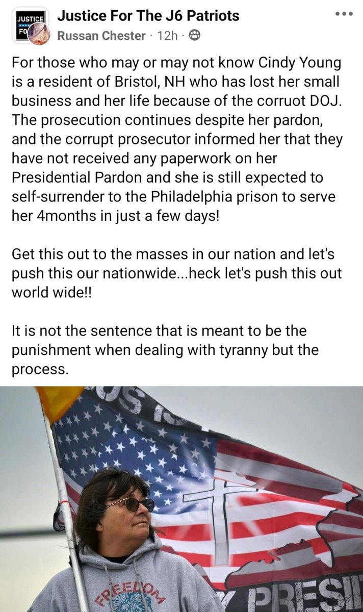 🎗Silly4HIM (@silly4him) on Twitter photo <a href="/Trumpertarian/">Suzzanne Monk 🇺🇲</a> There is also a woman j6er in NH, Cindy Young, that has to report to prison soon! <a href="/Trumpertarian/">Suzzanne Monk 🇺🇲</a> There is also a woman j6er in NH, Cindy Young, that has to report to prison soon!