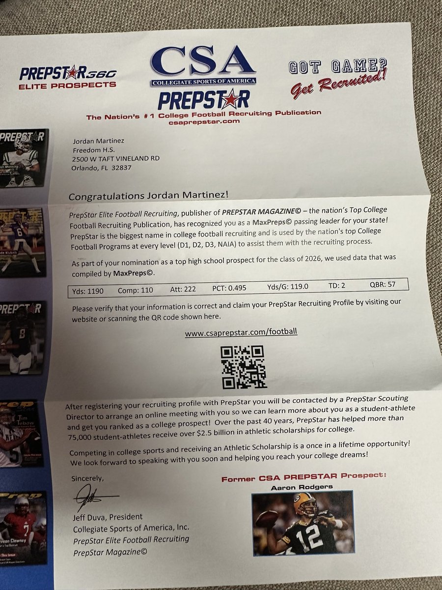 Appreciate the letter <a href="/CSAPrepStar/">PREPSTAR</a> <a href="/Godsgift_Nate/">Nate Paxton</a> <a href="/FHS_Nation/">Freedom Football Orlando</a> <a href="/PrepRedzoneFL/">Prep Redzone Florida</a> <a href="/prepsrecruit/">Preps Recruiting</a> <a href="/Coach_BMcClain/">Coach Bob McClain</a> <a href="/CoachHinshaw/">Darin Hinshaw</a> <a href="/CoachTerrelll/">Coach Terrell</a>