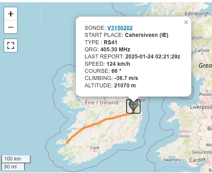 The weather balloon from Valentia has powered across to the other side of the country. Doing some spying on Croke Park as we speak. #StormEowyn #ballybunion #hurricane