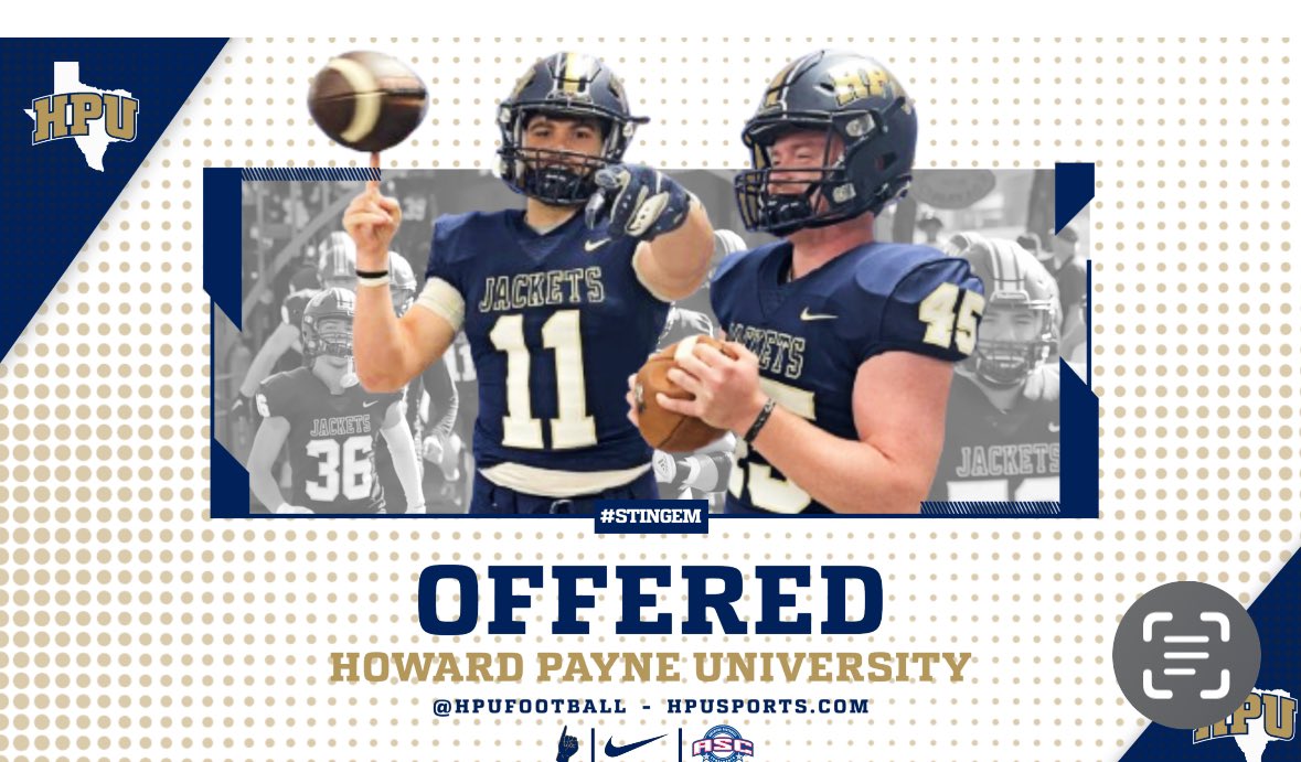 Snow48Hayden's tweet photo. After a great conversation with @CoachHuey I’m happy to say I’ve earned an 🅾️ffer to @HPUFootball 

@CHSChargerFB ⚡️
@EVance813 
@RonaldBarrett37 
#RecruitKellerCentral https://t.co/lwxNUaqZo1
