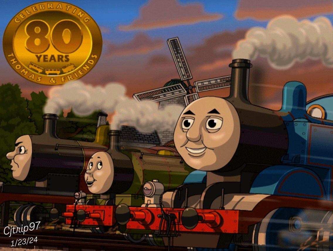 CE2class's tweet image. An artwork for this year that marks the 80th Anniversary of Thomas &amp;amp; Friends. 🚂🎉 #ThomasandFriends #brittallcroft #thomasthetankengine #revwawdry