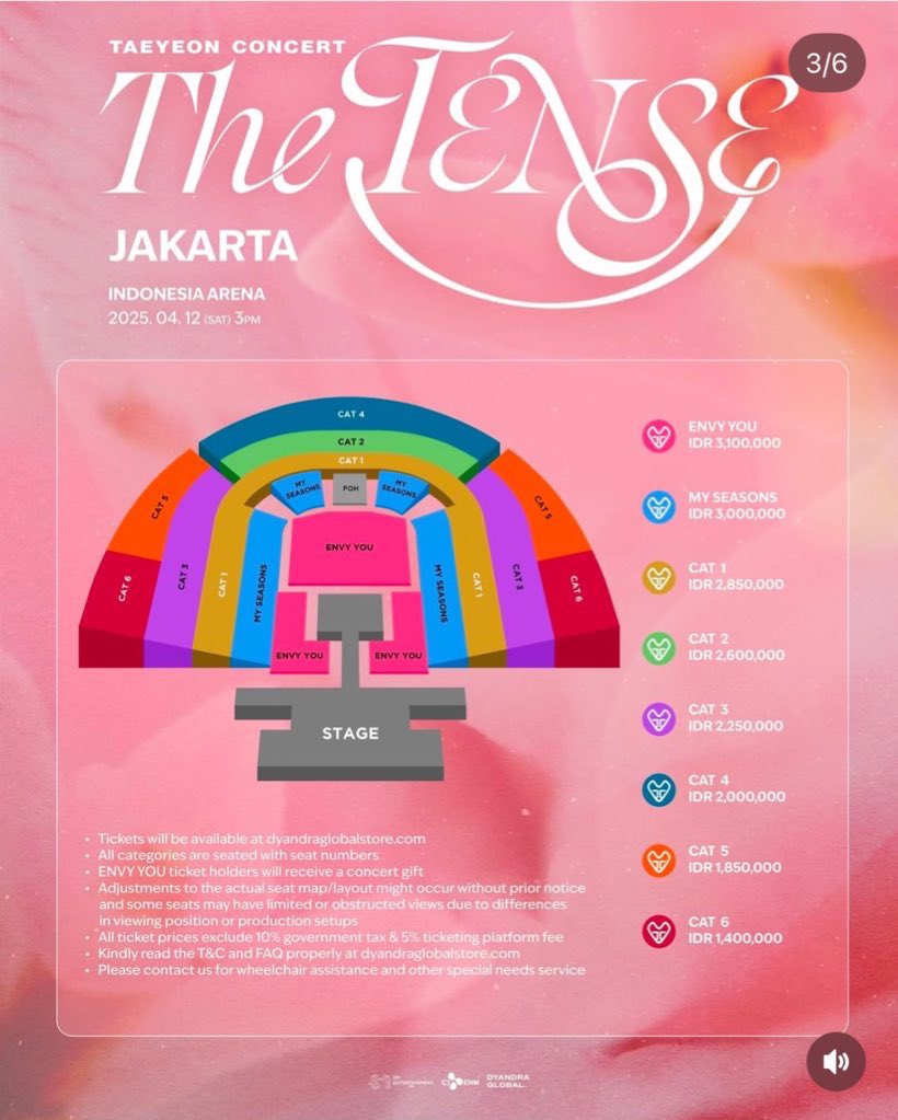 ningningjimin's tweet photo. TAEYEON CONCERT - The TENSE in Jakarta Price (include tax &amp; admin)

Envy You Rp 3,565,000
My Seasons Rp 3,450,000.00
Cat 1 Rp 3,277,500
Cat 2 Rp 2,990,000
Cat 3 Rp 2,587,500
Cat 4 Rp 2,300,000
Cat 5 Rp 2,127,500
Cat 6 Rp 1,610,000

Ticketing start on February 10 &amp; February 12! https://t.co/EUaV63R4Ct