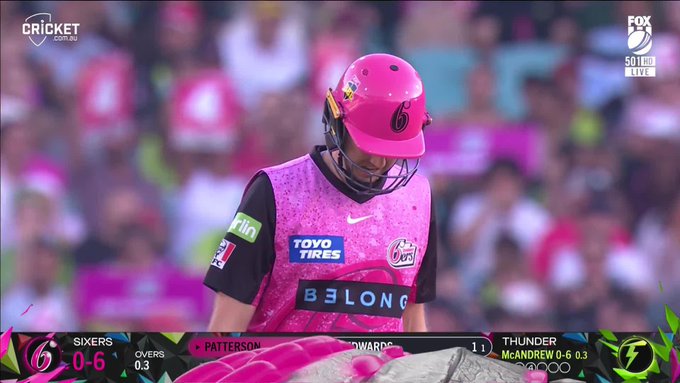 Kurtis Patterson hits the first boundary of the Sydney Smash. 📹 Credits: Twitter/BBL