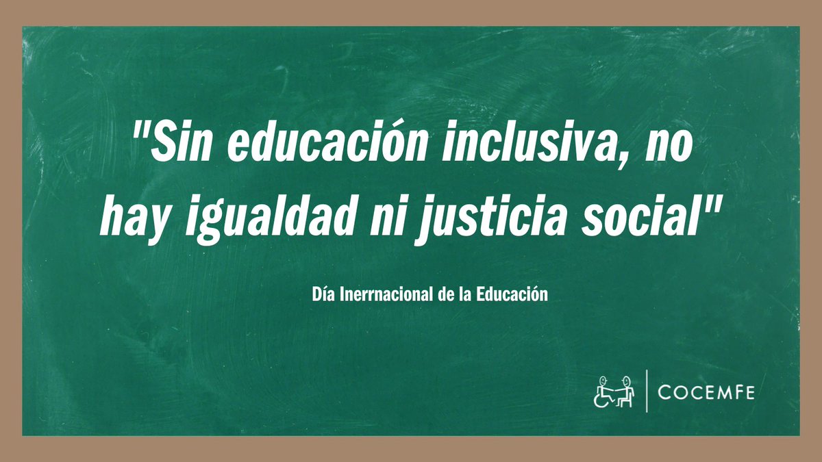 COCEMFEnacional's tweet photo. 📚En el #DíaInternacionalDeLaEducación reivindicamos el derecho a una #EducaciónInclusiva para todas las personas. Porque la inclusión empieza en las aulas. 
#EducaCOCEMFE https://t.co/rJO02IHBjv