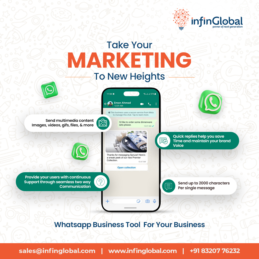 infinglobal's tweet photo. Take Your Business to the Next Level with WhatsApp Marketing! ๐
Get in touch now! ๐๐ป
Website: https://t.co/ovZIN8hUlB
Email: sales@infinglobal.com
Phone: +91 83207 76232
#WhatsAppMarketing #GrowYourBusiness #EffortlessMessaging #InfinGlobal #CustomerConnections https://t.co/ehAXSRcQKY