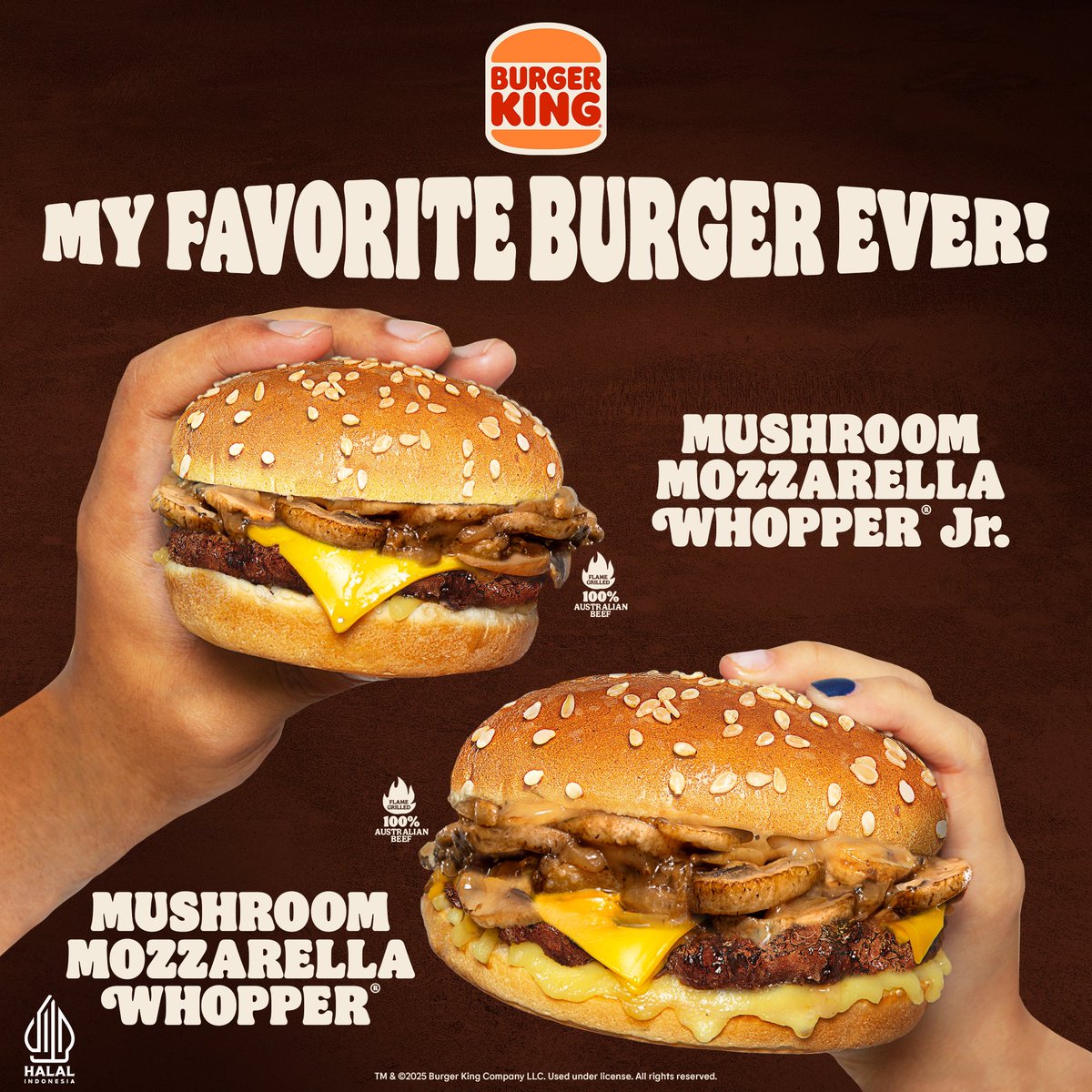 Rasa enaknya yang dobel - dobel gak ada yang bisa nandingin sih perpaduan antara saus mushroom yang creamy dengan keju mozzarella yang gurih ini! 

Kuy, mampir ke store Burger King dan cobain menu andalan minKing yang satu ini!🧡🤩🫶🏻
#burgerking #BKMushroomMozzarellaWhopper