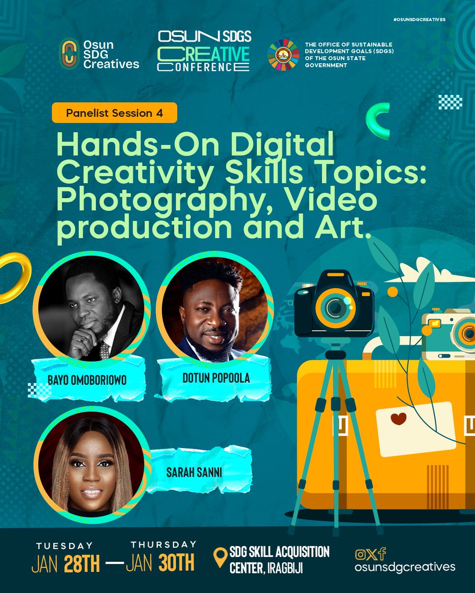 osunsdgcreative's tweet photo. Meet our panelists for the maiden edition of Osun SDG Creative Conference 

#OsunSDGCreatives https://t.co/lfwQiiquyZ