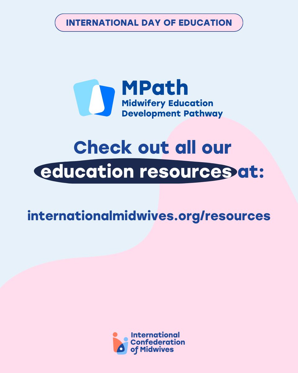 world_midwives's tweet image. 📚 For this #InternationalDayOfEducation, explore our education resources, designed to help midwives, MAs and other stakeholders design and implement educational programmes that meet ICM Standards.  

🔗 Discover more:  zurl.co/exIBf 

#MidwiferyEducation