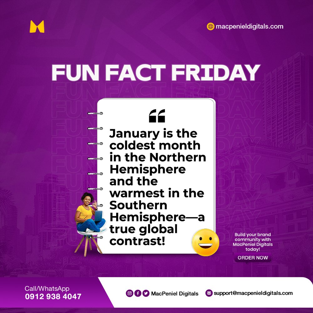 MacPenielD's tweet photo. Fun Fact Friday is here!✨ 

Visit our website at https://t.co/OXRBoSGCTf to learn more of our services!

#FunFactFriday #DidYouKnow #TriviaTime #LearningIsFun #FridayFeeling #personalbranding #socialmedia #community #macpeniel #branding #brandingtips #macpenieldigitals #january https://t.co/AfpC0uNHVJ