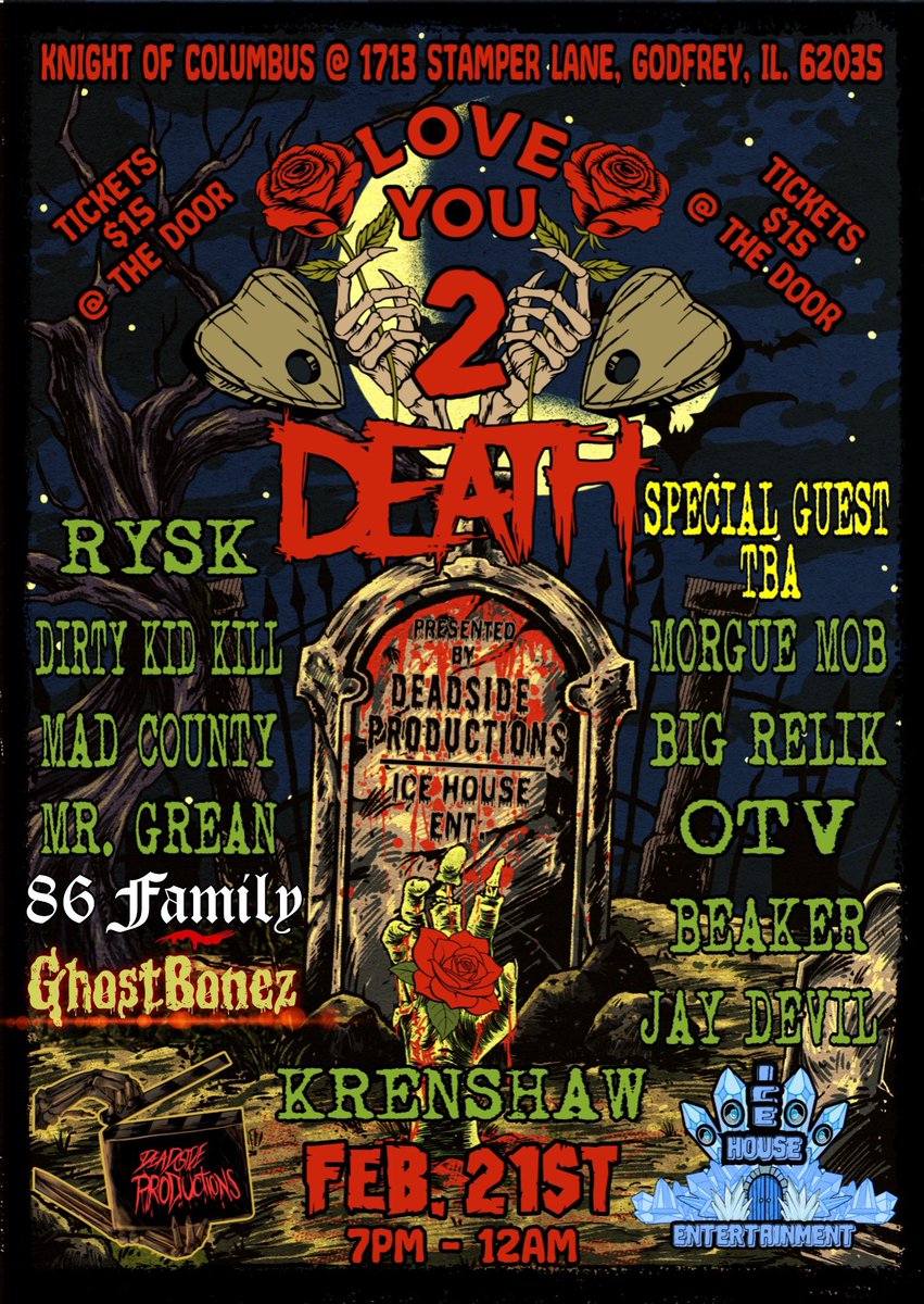 86 Family and GhostBonez live and in full effect on Friday February 21st in Godfrey IL! Come see us! #hiphop #rap #underground #concert #livemusic