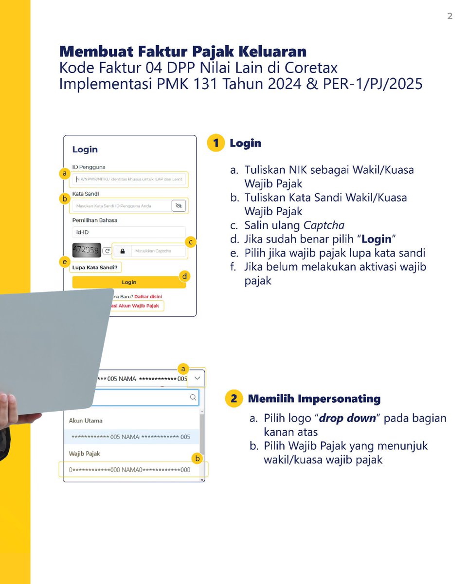 DitjenPajakRI's tweet photo. #KawanPajak, pembuatan Faktur Pajak keluaran dengan kode Faktur 04 DPP Nilai Lain sesuai dengan PMK-131/2024 dan PER-1/PJ/2025 kini dapat dilakukan menggunakan https://t.co/HL0QXdHqug.

Simak infografis berikut untuk informasi lebih lanjut! https://t.co/w1jzFBpZ7z