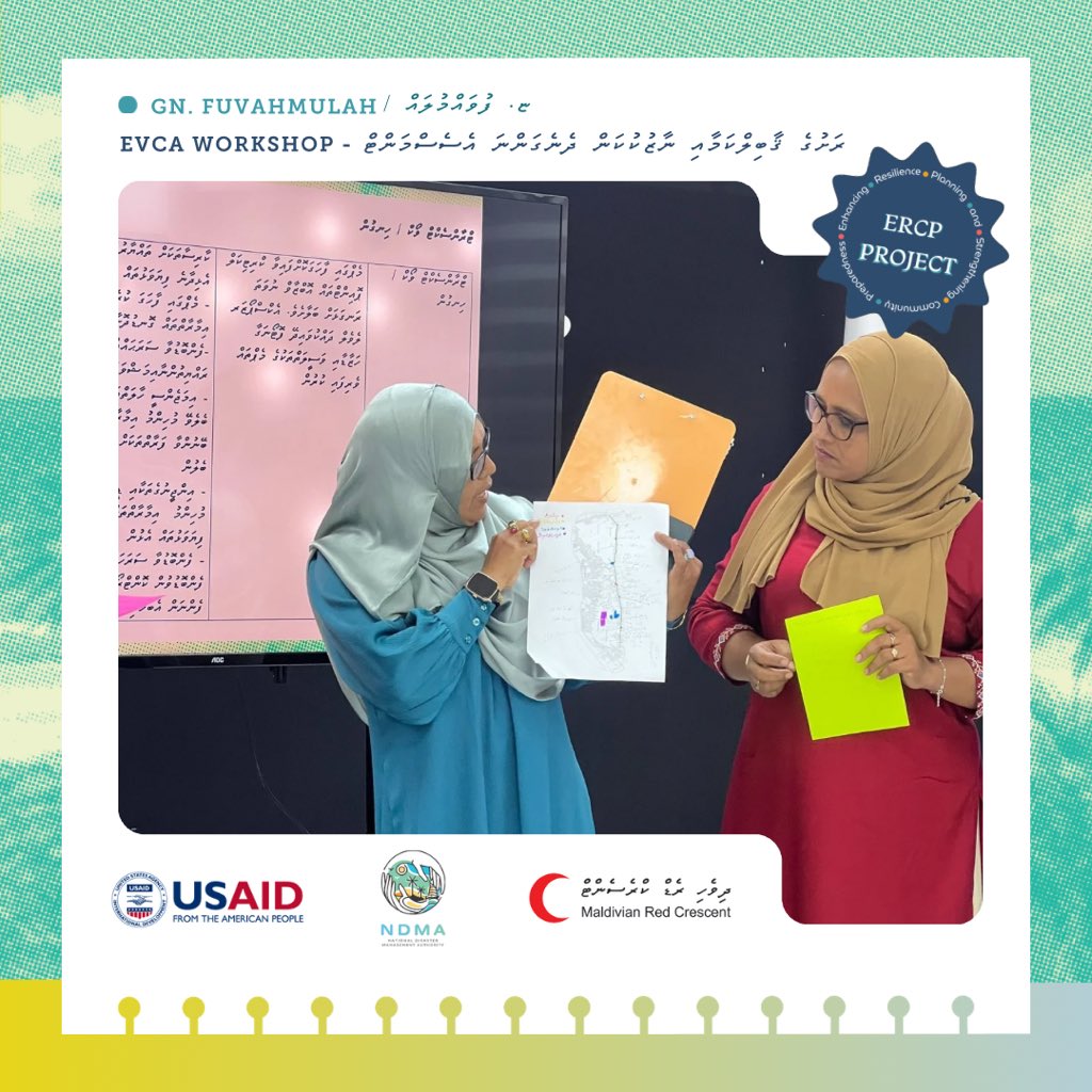 maldivianrc's tweet photo. #ERCPProject update 🌿 We have kicked-off the year in Fuvahmulah City. In collaboration with @NDMAmv and @FVMCouncil MRC has conducted the EVCA and Island Disaster Management Plan workshop, which highlights the city’s vulnerabilities and capacities in challenge of disasters https://t.co/X3IEipXHgV