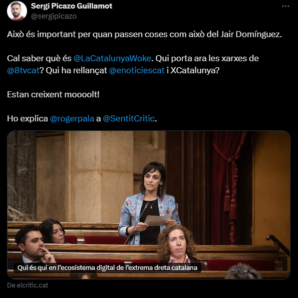 Un mitjà que va de "crític" mentre cobra 400.000 euros anuals en subvencions i publicitat institucional, molt nervioset perquè nosaltres (E-Notícies/La Catalunya Woke), que no rebem subvencions i que sí que som realment crítics amb el poder autonòmic, estem "creixent moooolt!".
