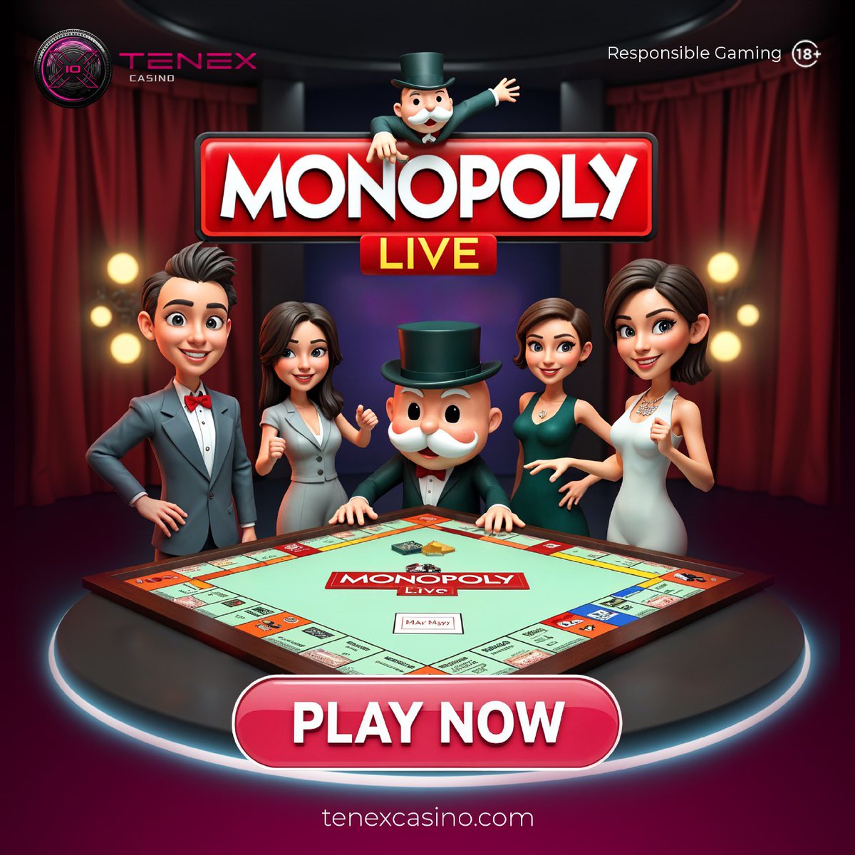 Tenexcasino's tweet image. 🏠 Build your fortune with “Monopoly Live”! Spin the wheel and unlock big rewards. Play now on TenexCasino! 
 
 👉 tenexcasino.com/casino/
 
#MonopolyLive #LiveCasino #TenexCasino