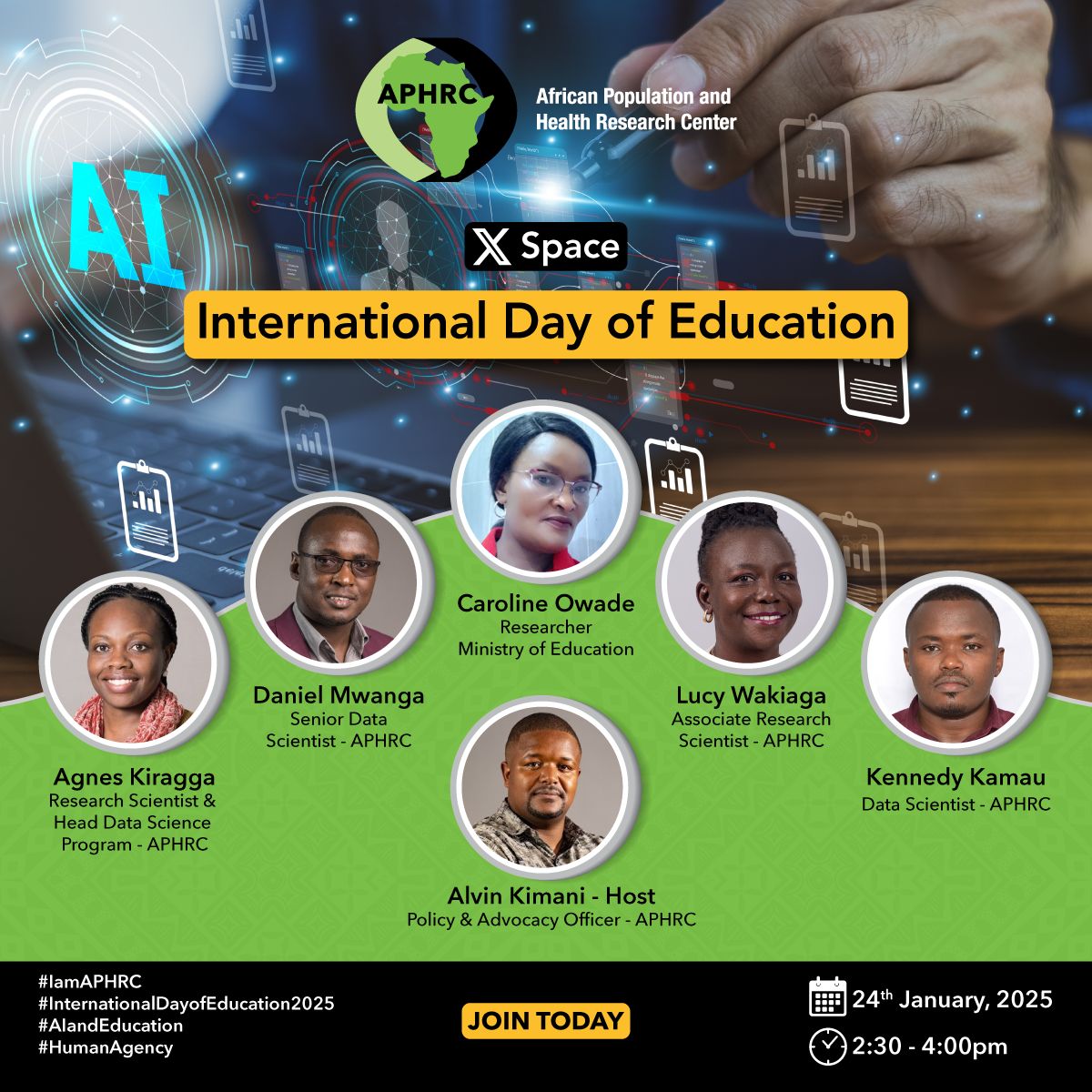 Join us at 2:30 PM (EAT) for an engaging conversation on how #AI is revolutionizing #Education, the need for #EquitableAccess, and the role of policies that nurture creativity, critical thinking, and human agency as we celebrate the #InternationalDayofEducation. 

🔗