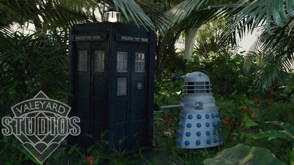 ValeyardStudios's tweet photo. I found my twitter password! Yay!

Anyway, starting off my 2025 modelling set with the 1963 Brachacki TARDIS Prop.

Modelled and Rendered in Blender, Textured in Adobe Substance Painter.

Plans supplied by @TARDISman550 

Original Jungle Scene on BlenderKit.

#TARDIS #3dmodeling https://t.co/NUI7Omhn8j