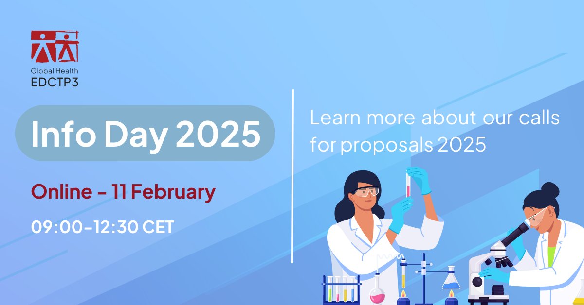 EDCTP3's tweet photo. 📅 Save the date! 

🌐 On 11 Feb, join us online for the Global Health EDCTP3 #InfoDay!

💻 It will provide essential information for applicants on the Work Programme 2025 calls for proposals.

Check out our event page &amp; register to attend below 👇

🔗 https://t.co/4axpLtYYNA https://t.co/kBo3ZpZgiY