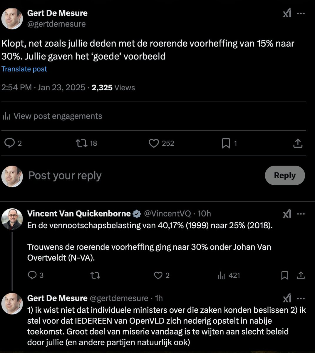 Excellentie Van Quickenborne vond het nodig op mijn tweet te reageren. Dat siert hem, waarschijnlijk verveelt hij zich. Maar algemene opmerking aan iedereen van OpenVLD. Onthou jullie aub van commentaren op regeringsvorming, veel van miserie vandaag is o.a. aan jullie te danken