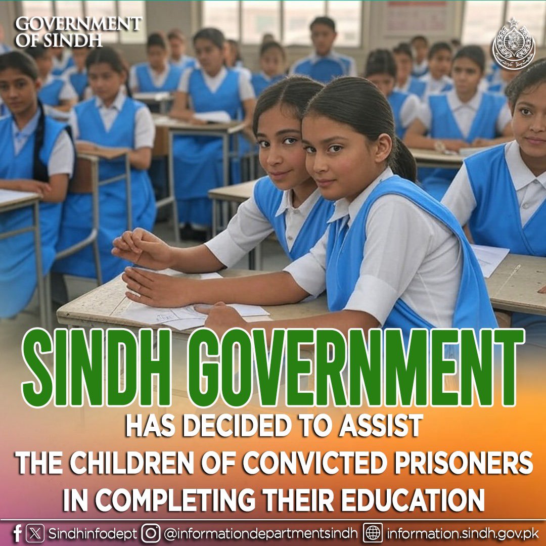 JiyaliSamina's tweet image. #SindhGovt has decided to assist the children of convicted prisoners in completing their education.
@BBhuttoZardari 
#ProgressiveSindh #VisionSindh