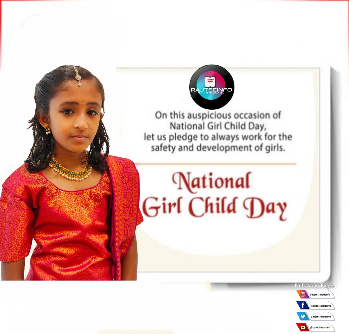 Rajtecinfo's tweet photo. Let us break barriers and create opportunities for every girl to thrive on this National Girl Child Day!

#NationalGirlChildDay https://t.co/oM4nrLcESC