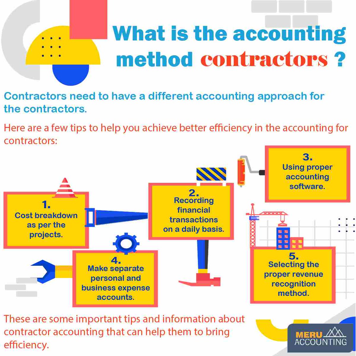 meruaccounting_'s tweet image. What is the accounting method for contractors?

Read more: accountsjunction.com/blog/accountin…

#accountingmethodforcontractors #accountingforcontractors #contractoraccounting #MeruAccounting