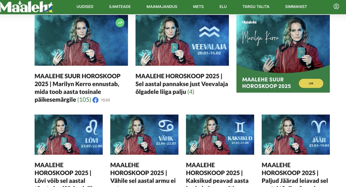 Adekvaatse  inimese lugemisvara Maalehe avalehel.