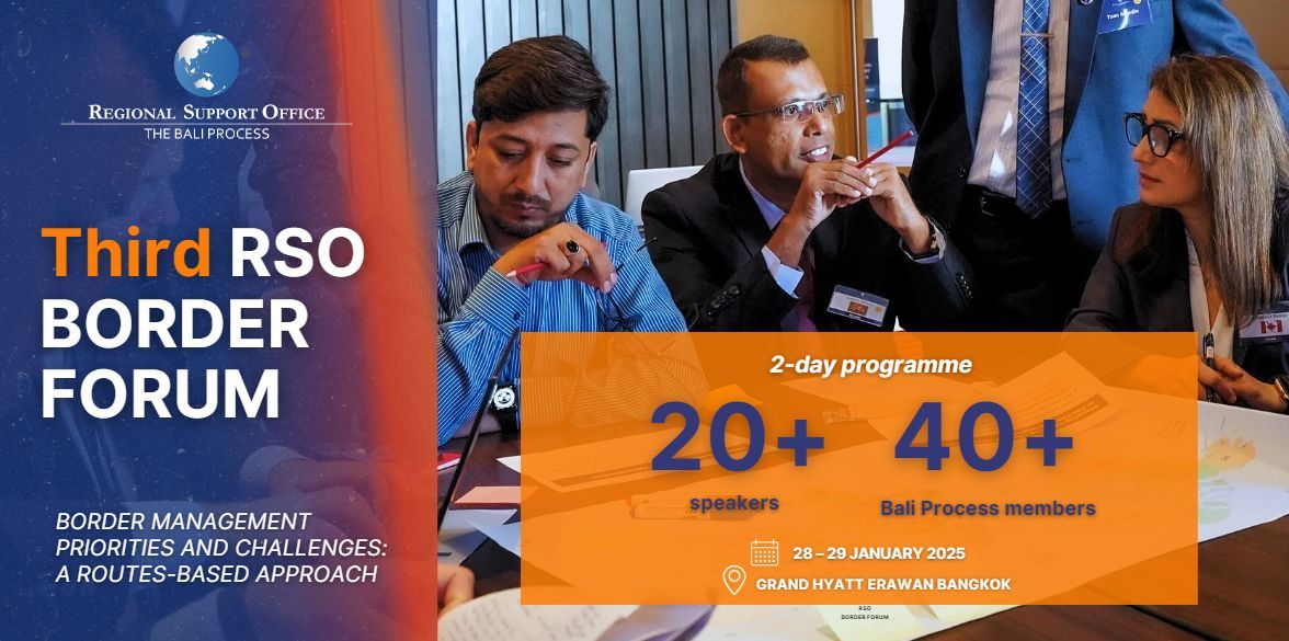 🌏 Next week, more than 130 senior government officials, frontline officers, liaison experts, and technical specialists from across Bali Process Member and Observer States, as well as regional and international organizations will join the RSO at our Third Border Forum!

The theme